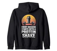 Every Success Starts With A Protein Shake Workout Zip Hoodie