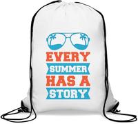 Every Summer Has A Story Palm Tree Sunglasses Logo Gym Sack Casual Drawstring Bag White