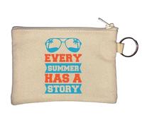 Every Summer Has A Story Palm Tree Sunglasses Logo Key Chain Coin Purse Beige