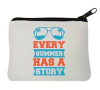Every Summer Has A Story Palm Tree Sunglasses Logo Neoprene Coin Purse Pouch 10x11cm White