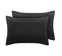 Every Thread Counts - 2 oxford poly cotton pillow cases - Luxury Anti-wrinkle, smooth, durable and cozy, stain Resistant cool and breathable 2 oxford pillow covers (Black)