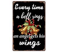 Every Time A Bell Rings An Angel Gets His Wings Inspirational Quotes Wall Decor for Home Kitchen Bathroom Farm Garden Garage 8x12inch