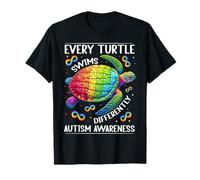 Every Turtle Swims Differently Autism Awareness Puzzle T-Shirt