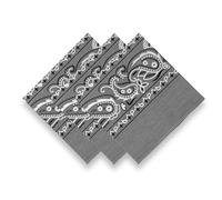 EVERY-VILLE Where EVERYone is Welcome 3 Pack Grey Bandana for Women Men Gift Packaging - Silver Cowgirl Cowboy Accessories Scarf Headband Neckerchief - Large Paisley Hair Face Covering