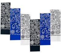 EVERY-VILLE Where EVERYone is Welcome 6 Pack Black Blue White Cotton Bandana for Women Men Gift Packaging - 55x55cm, Paisley - Cowgirl Cowboy Accessories Head Scarf Headband Neckerchief