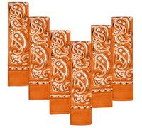 EVERY-VILLE Where EVERYone is Welcome 6 Pack Burnt Orange Cotton Bandana for Women Men Gift Packaging - 55x55cm, Paisley - Cowgirl Cowboy Motorbike Accessories Head Scarf Headband Neckerchief