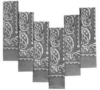 EVERY-VILLE Where EVERYone is Welcome 6 Pack Grey Cotton Bandana for Women Men Gift Packaging - 55x55cm, Paisley - Silver Gray Cowgirl Cowboy Motorbike Accessories Head Scarf Headband Neckerchief