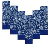 EVERY-VILLE Where EVERYone is Welcome 6 Pack Navy Blue Cotton Bandana for Women Men Gift Packaging - 55x55cm, Paisley - Dark Blue Cowgirl Cowboy Motorbike Accessories Head Scarf Headband Neckerchief