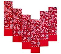 EVERY-VILLE Where EVERYone is Welcome 6 Pack Red Cotton Bandana for Women Men Gift Packaging - 55x55cm, Paisley - Cowgirl Cowboy Motorbike Accessories Head Scarf Headband Neckerchief