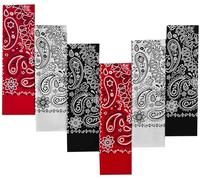 EVERY-VILLE Where EVERYone is Welcome 6 Pack Red White Black Cotton Bandana for Women Men Gift Packaging - 55x55cm, Paisley - Cowgirl Cowboy Motorbike Accessories Head Scarf Headband Neckerchief