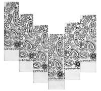 EVERY-VILLE Where EVERYone is Welcome 6 Pack White Cotton Bandana for Women Men Gift Packaging - 55x55cm, Paisley - Cowgirl Cowboy Motorbike Accessories Head Scarf Headband Neckerchief