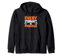 Every Workout Is Progress Fitness Exercise Motivation - Zip Hoodie