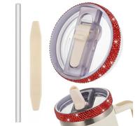 EveryBling Bling 40oz Detachable Flip Straw Lid Replacement Fit for Stanley Quencher ProTour,Leak Proof Lid Compatible with Stanley Quencher H2.0 Tumbler,No Spill Cover Top for Cup Accessories(Red)