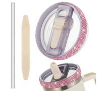 EveryBling Bling 40oz Detachable Flip Straw Lid Replacement Fit for Stanley Quencher ProTour,Leak Proof Lid Compatible with Stanley Quencher H2.0 Tumbler,No Spill Cover Top for Cup Accessories(Pink)