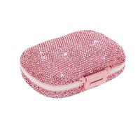 EveryBling Cute Pill Organizer,Moisture Proof Bling Pill Case for Purse,Medicine Vitamin Container Holder,Daily Pill Box Dispenser for Women,Travel Medicine Kit(Pink)