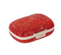 EveryBling Cute Pill Organizer Small Bling Pill Case for Purse Medicine Vitamin Container Holder Daily Pill Box Container for Women Travel Medicine Kit(Red)