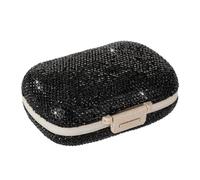 EveryBling Medicine Organizer Travel Pill Box for Purse - Portable Pill Container Small Holder Cute Case Pocket Pharmacy with Labels (Black)