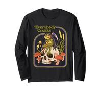 Everybody Croaks Frog Skull Mushroom Retro Funny Adult Humor Long Sleeve T-Shirt