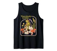 Everybody Croaks Frog Skull Mushroom Retro Funny Adult Humor Tank Top