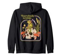 Everybody Croaks Frog Skull Mushroom Retro Funny Adult Humor Zip Hoodie