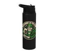 Everybody in The Pub Gettin' Tipsy St Patricks Day Skeleton Stainless Steel Insulated Water Bottle