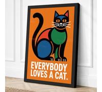 Everybody Loves a Cat Retro Canvas Wall Art Print 18x12 Inch (46 x 30 cm)