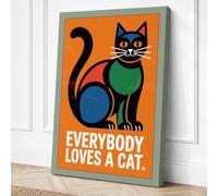 Everybody Loves a Cat Retro Canvas Wall Art Print 36x24 Inch (91 x 61 cm)