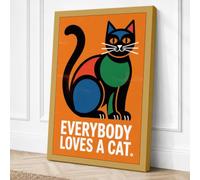 Everybody Loves a Cat Retro Canvas Wall Art Print 36x24 Inch (91 x 61 cm)