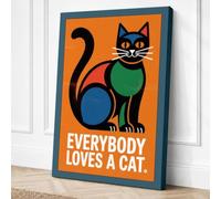 Everybody Loves a Cat Retro Canvas Wall Art Print 36x24 Inch (91 x 61 cm)