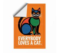 Everybody Loves a Cat Retro Unframed Wall Art Print A4 (29.7×21cm), Wall Decor for Living Room, Bedroom, Office & Home, Art Gift