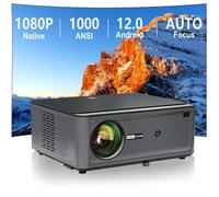 Everycom [1000 ANSI and Auto Focus] Projector with WiFi and Bluetooth, Native 1080P Projector with Android OS 2+32G, Automatic Keystone Correction, 4K Projector for HDMI/USB/TV Stick/PS5