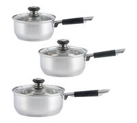 Viners Everyday 3 Piece Stainless Steel Sauce Pan Set with Glass Lids