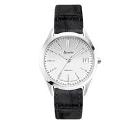 Everyday Black Leather Silver Dial Unisex Watch