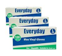 EVERYDAY Blue Vinyl Gloves, Powdered, Large, 100 Gloves (Pack of 3)