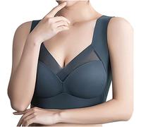 Everyday Bras for Women UK Wireless Bras Ladies Bra Full Coverage Vest Side Support Bralettes Breast Light Brassiere Thin Soft Underwear Crop Top Loose Fit Blue