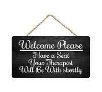 Everyday Business Signs - Welcome Please Have A Seat Your Therapist Will Be With Shortly - Rustic Wood Decor For Home Office Farmhouse Porch Shop Retro Metal Tin Sign 8X12 Inches