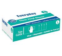 Everyday Clear Vinyl Gloves, Powder Free, Large, 100 Gloves