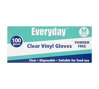 Everyday Clear Vinyl Gloves, Powder Free, Medium, 100 Gloves