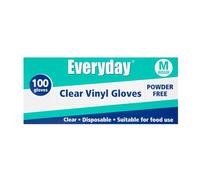 Everyday Clear Vinyl Gloves, Powder Free, Medium, 100 Gloves