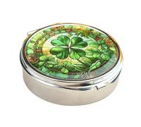 Everyday Essential Pills Storage Container Alloy Jewelry Case with Mirror and Medicine Compartments for Metal Pill and Jewelry Organizer, フリーサイズ