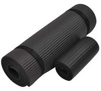 Everyday Essentials 1/2-Inch Extra Thick High Density Anti-Tear Exercise Yoga Mat with Knee Pad and Carrying Strap, Black
