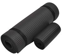 Everyday Essentials 1/2-Inch Extra Thick High Density Anti-Tear Exercise Yoga Mat with Knee Pad and Carrying Strap, Black