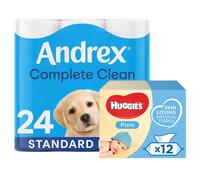 Everyday Family Bundle 24 Rolls Andrex Classic Clean & 672 Pure Baby Wipes