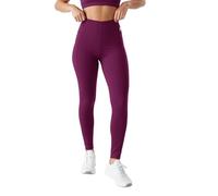 Everyday High Waisted Leggings for Women, Non-See Through, Tummy Control Yoga Pants with Side Pocket Squat Proof gym legging (UK, Waist, S, Regular, Regular, Standard, BURGUNDY)
