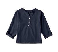 Everyday Holiday Solid V-Neck Long Sleeve Tops Shirt Blouse Italian Handbag, navy, 11-12 Years