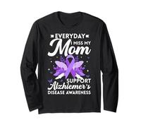 Everyday I Miss Mom Alzheimer's Awareness Purple Graphic Long Sleeve T-Shirt