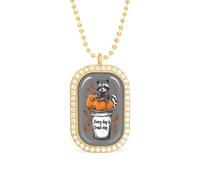 Everyday Is Trash Day Raccoon Trendy Diamond Necklace for Women Shiny Square Jewel Pendant Charms Gift