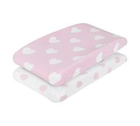 EVERYDAY KIDS 2 Pack Baby Changing Pad Covers for Baby Girl - Fits Most Changing Table Pads; 100% Cotton Jersey Knit, Breathable, Soft Changing Table Topper - Pink and White Hearts and Polka Dots
