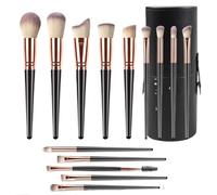 Everyday Makeup Brush Set, Makeup Brush Set 14-piece Eye And Face Makeup Brushes With Synthetic Bristles Synthetic Bristles(Black+Brush Bucket)