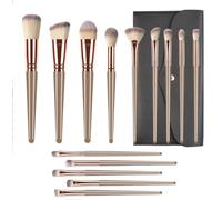 Everyday Makeup Brush Set, Makeup Brush Set 14-piece Eye And Face Makeup Brushes With Synthetic Bristles Synthetic Bristles(Brown+Brush Pack)